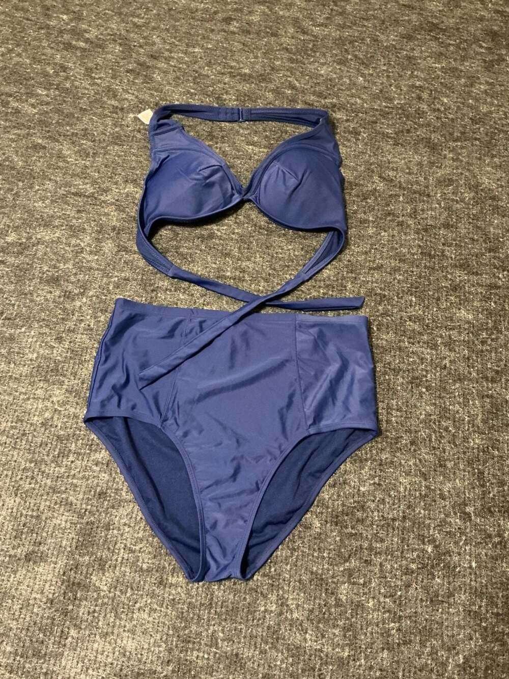 Old Navy Halter Bikini Top and High Waisted Bottoms Set Womens Size L/XL Blue